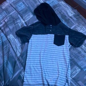 white black hooded shirt